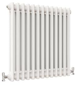 Traditional Radiator White Double Horizontal Vertical Cast Iron White Radiator - 2 Column H600 x W605mm (H600 x W605mm 2 Column)