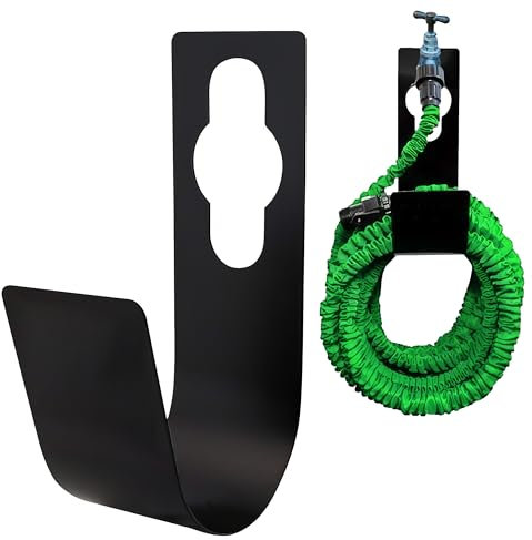Navoys Soporte de manguera expansible, hierro duradero, ahorro de espacio y almacenamiento resistente a la intemperie para tubos de manguera de 7,5 m a 30 m, soporte de grifo colgante