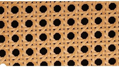 Janmobrian Ratan,Ratan Rollo Mimbre Tejido de Mimbre con Rejilla de Vinilo de Color primario café Amarillo, Rollo de ratán, Material for decoración de Muebles, gabinetes y sillas(Brown,50x50cm)