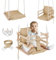 MAMOI® Altalena per bambini, Seggiolino in legno da casa interno per bimbi, Altalene da porta per neonato a partire da 1 anno 2/3 anni, Baby swing 3 in 3