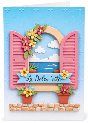 Joli Coon 3D Karte La dolce Vita mit FinePaper Kuvert, 17 x 11,5 cm | 350g Designerpapier, Fine-Paper-Kuvert, goldener Siegelsticker, Premium-Papeterie