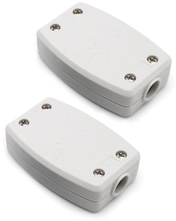 Tharvolex 2Pcs 3 Terminal Electrical Junction Box, 13Amp 250V Flex Connector 3 Core Cable for Indoor Lighting & Wiring (White)