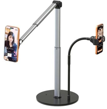Mistriddle Magnetic Overhead Phone Stand, Adjustable Arm with Extension Rod | For Cooking, Crafting, Filming & Painting, 360° Adjustable Arm, Phone Holder for Recording, Perfect for Creators