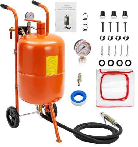 Garvee Sableuse portable professionnelle sur roues – Haute pression, 4 buses céramique, séparateur huile-eau – Nettoyage peinture, rouille, taches sur métal, auto, pierre – Accessoire rénovation – 10