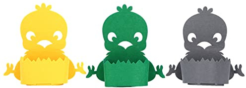 WAHEWUD 3 Pack Chick Shaped Felt Flower Pot Covers for Succulents Plant Pot Decorative Covers Yellow Green Dark Gray