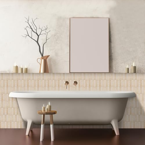 WIQUYBML Peel and Stick Wall Tiles Cream-Like Color Self Adhesive on Kitchen,Waterproof Splashback Decals for Bathroom Wall, Removable House Renters