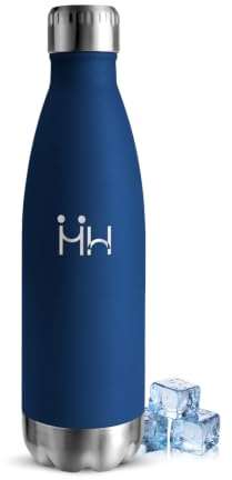 Borraccia Termica 500ML, Senza BPA, Borraccia, Acciaio Inossidabile 18/8, Bottiglia Termica A Prova di Perdite, Bottiglia Acciaio Inox per Scuola, Ufficio e Attività All'aperto, Blu scuro