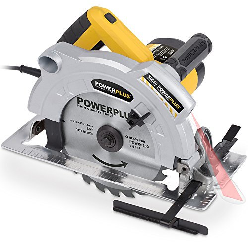 Powerplus POWX0550 - Sega circolare 1800W, 210x30mm, raggio laser, luce led, valigetta