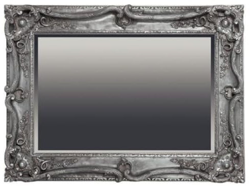Casa Padrino Barock Spiegel Antik Silber 118 x H. 88 cm - Rechteckiger Wandspiegel im Barockstil - Prunkvoller Antik Stil Garderoben Spiegel - Barock Interior - Handgefertigte Barock Möbel