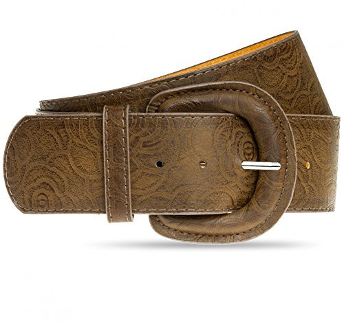 Caspar GU295 breiter Damen Taillengürtel mit großer Schnalle, Farbe:braun, Gürtelgröße:95 [für Körperumfang 94-102 cm]