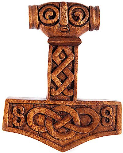 Windalf Wikinger Wanddeko MJØLNER 24 cm Thorshammer Holzbild Handarbeit