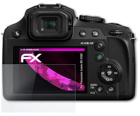 atFoliX Glasfolie kompatibel mit Panasonic Lumix DC-FZ82 Panzerfolie, 9H Hybrid-Glass FX Schutzpanzer Folie