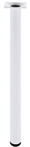 Amig - Pata Redonda para Mueble - Mod. 4 - Ø30 x 700 mm - con Tornillo de Regulación - Atornillable por 4 Puntos - Resiste hasta 15 Kg/Pata - Acero Blanco