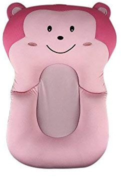 Moonvvin Tapis de bain flottant doux pour bébé et chaise longue (singe rose sans crochet)