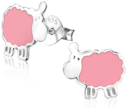 Laimons Mädchen Kids Kinder-Ohrstecker Ohrringe Kinderschmuck Schaf Tier Süß Rosa aus Sterling Silber 925