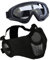 AOUTACC Airsoft-Maske mit taktischer Schutzbrille,Airsoft Maske mit Gehörschutz, Protective Gear Set für Erwachsene Männer Frauen Paintball Schießen CS-Schwarz
