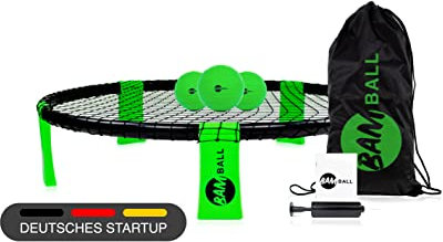 bamball® Roundnet-Set mit 3 Bällen + extra Pumpe – enthält 3 Bälle (1 Trainingsball + 2 Spielbälle), verstärkte Rahmenteile, Turnbeutel, Pumpe und Anleitung - Versand innerhalb 1-2 Tage