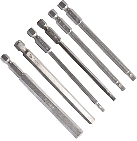 Eagles 6pcs 100 mm Hex Head Allen Key Screwdriver Bits, 1/4 Inch Quick Release Handle for Drill and Hex Socket