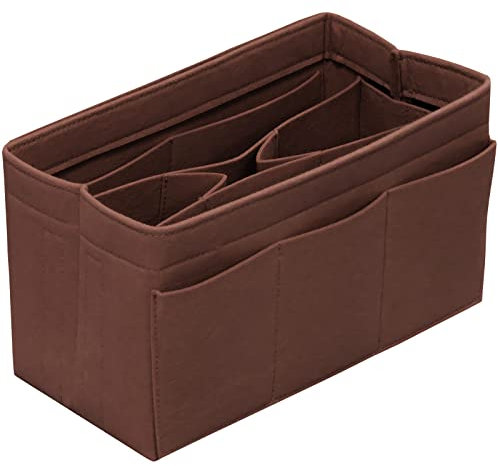 DailyPlus Geldbörsen-Organizer-Einsatz, Filztasche, Organizer, Handtaschen-Organizer, Tasche in der Tasche, Organizer für Tragetasche, Geldbörse, Tasche, 14 Taschen, braun, klein