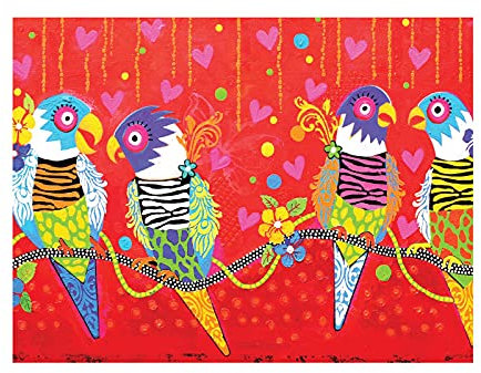 Maxwell & Williams Love Hearts Geschirrtuch mit Vogel Design, Geschirhandtuch 100% Baumwolle, Rot, 50 x 70 cm, Küchentuch, Spültuch, Abtockentücher
