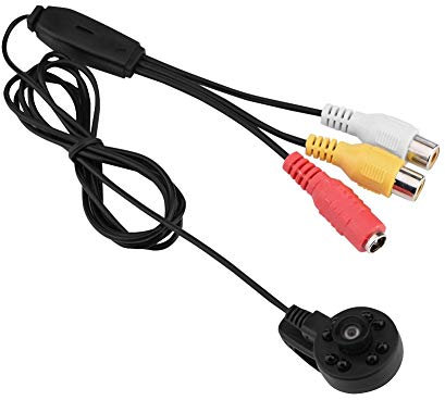 Mini cámara de videovigilancia, Mini cámara de Seguridad Gran Angular HD 170 ° con Soporte de visión Nocturna IR 8 LED Sistema PAL TV/señal AV analógica
