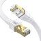 Cable de red LAN Cat 8 de 2 m, plano, con cobre 100% libre de oxígeno, cable de red STP premium para fibra de vidrio y WiFi, cable Ethernet RJ45 en color blanco para altas velocidades de hasta 40 Gbps
