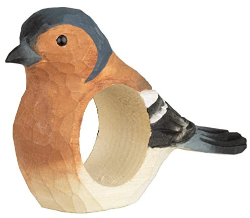 Wildlife Garden WG4570 Serviettenring Buchfink - Handgeschnitzter Serviettenring aus Holz für die Tischdekoration