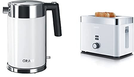 Graef Edelstahl Wasserkocher WK 61 Acryl, weiß & Graef Toaster TO 61, weiß