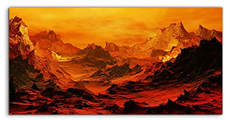 Coloray Glas Bild 140x70cm Gehärtet Glas Wandbilder Kunststoff Schlafbereich Deko Bild Wohnzimmer - Vulkan-Gebirgsfeuer.
