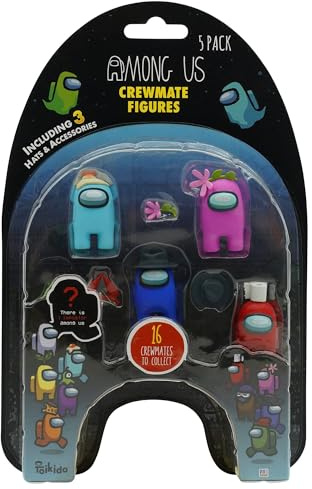 Among Us Crewmate figures 5 pack blister (S1)-1 hidden figure+ 3 hats& accessories