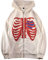 Felpe con Cappuccio da Donna con Cerniera Goth Skeleton Rib Cage Graphics Y2K Harajuku novità Felpa (Bianco,XL)