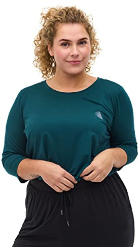 Zizzi Active by Große Größen Damen Trainingsshirt mit 3/4-Ärmeln Gr 54-56 Deep Teal