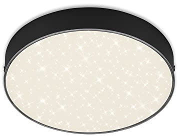 BRILONER - LED Deckenlampe mit Sternenhimmel, rahmenlos, neutralweiße Lichtfarbe, LED Lampe, Deckenleuchte, Wohnzimmerlampe, Schlafzimmerlampe, Küchenlampe, 21,2x3,6 cm, Schwarz