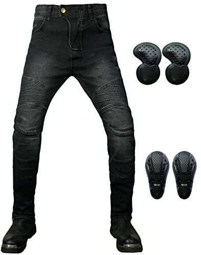 GEBIN Herren Motorradhose, Motorrad Jeans Biker Trousers, Sportliche Motorrad Hose Fahrrad Riding Schutzhose, Mit Protektoren Motorradhose (Schwarzgrau,M)