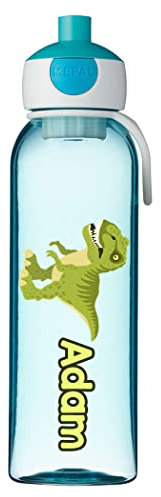 Wasserflasche für Kinder Personalisiert mit Namen zur Schule Kindergarten Sportflasche für Getränke Auslaufsichere Trinkflasche mit einem starken Verschluss BPA-frei Dino [110]