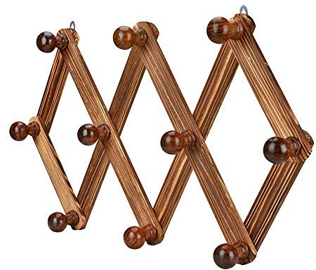 ZAANHA 10 Hakenholz ausdehnbarer Rack-Kleiderbügel Wandmontierter Akkordeon-Stil einziehbarer Reichweite 15 cm-105cm