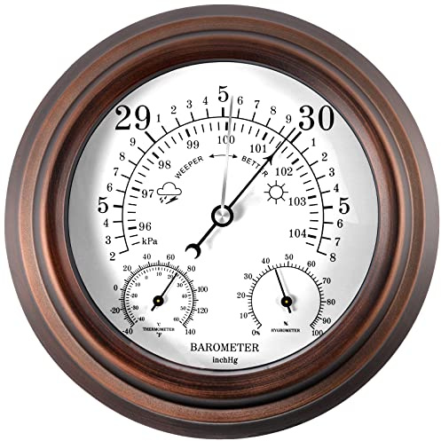 8 in Steel Barometer Thermometer Hygrometer Weather Station Wall Mounted