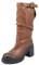 QUEEN HELENA Stivali di Pelle con Tacco Plateau Biker Arricciati Invernali Donna QH21L48 (Marrone, numeric_39)