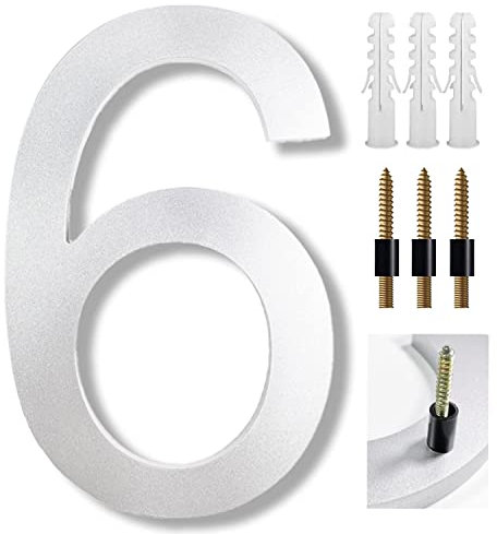 UoQo 8 Inch Large House Numbers Floating Sliver House Numbers Plaques Modern Door Numbers Plates Signs with Nail Kit for Outside Wall Address Garden Mailbox Dec, Strong Sliver Acrylic Material (6)