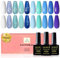 YSUVIN Smalto Semipermanente Unghie, 10 Colori Lago Blu Turchese Celeste Chiaro Ciano Viola Bianco Glitter Primavera Estate Gel Unghie Soak Off UV/LED Per Vacanza/Turismo Nail Art Manicure Set