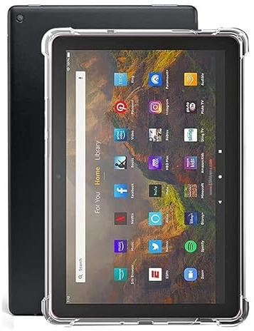 For Amazon Fire HD 10 (2021) / Amazon Fire HD 10 Plus (2021) [Slim Thin] [Shockproof] Flexible TPU Gel Rubber Soft Skin Silicone Case Cover (Clear) [Transparent] [ Air Cushion ] (11th Generation)