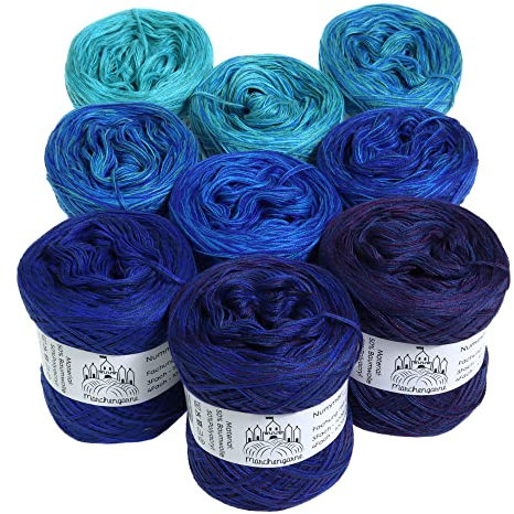Farbverlaufsgarn Bobbel Candy Box 4Fädig Wolle Strickwolle Häkeln Box (Blaubeere, XL Box - Gesamt 3800m/1000g - 4Fach)