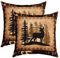Süße Hirsch Kissenbezüge 50x50cm 2er Set Kissenbezüge Weich für Mädchen Jungen Kinder Hirsch Jagd Sofakissen Couchkissen Bär Pfote Drucken BaumKissenbezug Kissenhülle Exotisch Style Braun Dekokissens