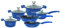 10-Teilig Kochgeschirr-Set Topf Induktion Alu Guss Pfanne Topfset Kochtopfset Marmor Blau