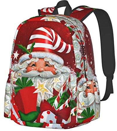 NOLACE Lässiger Weihnachtsmann-Rucksack, Rucksack, wasserdicht, lässiger Rucksack, niedlicher Laptop-Rucksack, Reise-Tagesrucksack, Lehrer-Taschen, Weihnachtsmann, Einheitsgröße