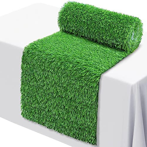 Geteawily Chemin de table en fausse herbe | Chemin de table réaliste | Décoration d'herbe artificielle de n'importe quelle forme et taille pour fête prénatale, Pâques, fête, Saint-Patrick
