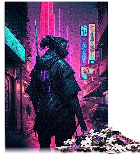 Puzzles für Erwachsene Samurai-Neon-Puzzles für Erwachsene 1000 Puzzle-Spielzeuge für Erwachsene und Kinder Papppuzzles herausfordernd Größe: 26 x 38 cm