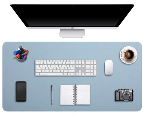 DOBAOJIA Sottomano da Ufficio, Tappetino da Tavolo, Tappetino Tastiera e Mouse, Tappetino PC Scrivania, per Casa/Ufficio, Pelle PU Impermeabile + Scamosciata Antiscivolo 120 x 60 cm (Blu Grigiastro)