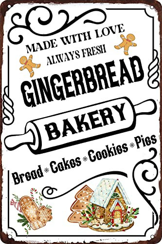 Gingerbread Bakery Schild Always Fresh Bread Cake Blechschild Vintage Blechschilder Bar Cafe Home Wanddekoration Retro Poster Wandkunst Dekoration 20,3 x 30,5 cm