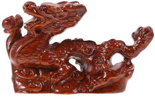 Baluue Chinesische Drachenfigur Aus Holz Fengshui-Drachenstatue 2024 Jahr des Drachen Skulptur Sammlerstücke Heimbüro Desktop-Dekoration Glücksgeschenke 10 cm